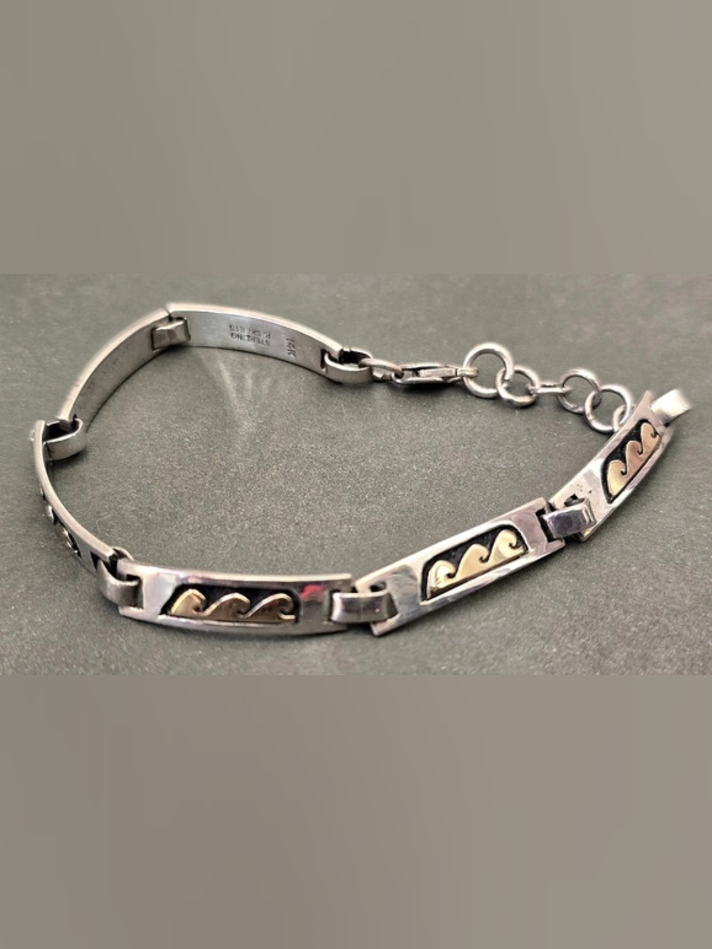 P. Skeets Navajo 14K Gold & Sterling Silver Wave Bracelet